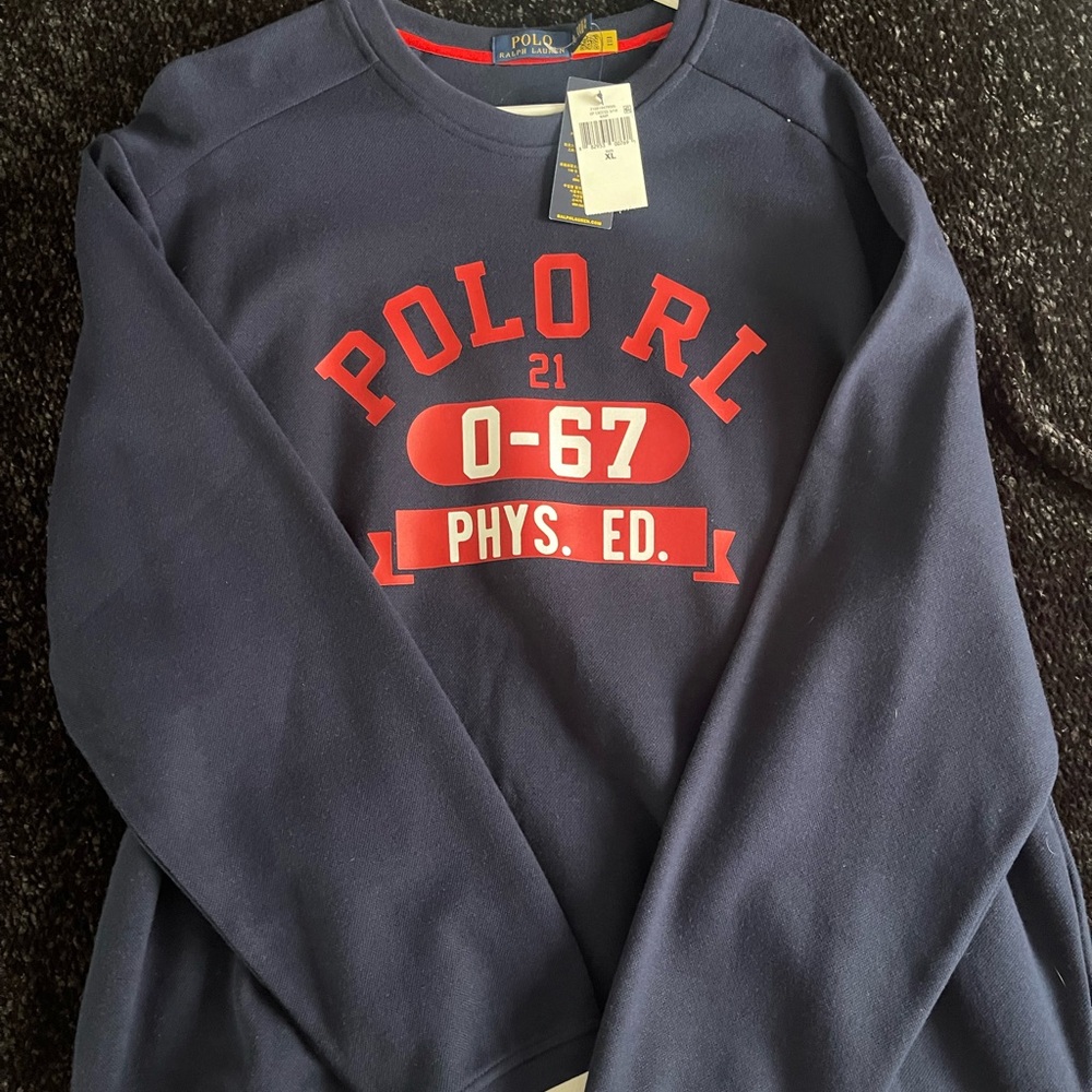 Ralph Lauren Men's Navy Sweatshirt with Red Accents - Picture 2 of 3